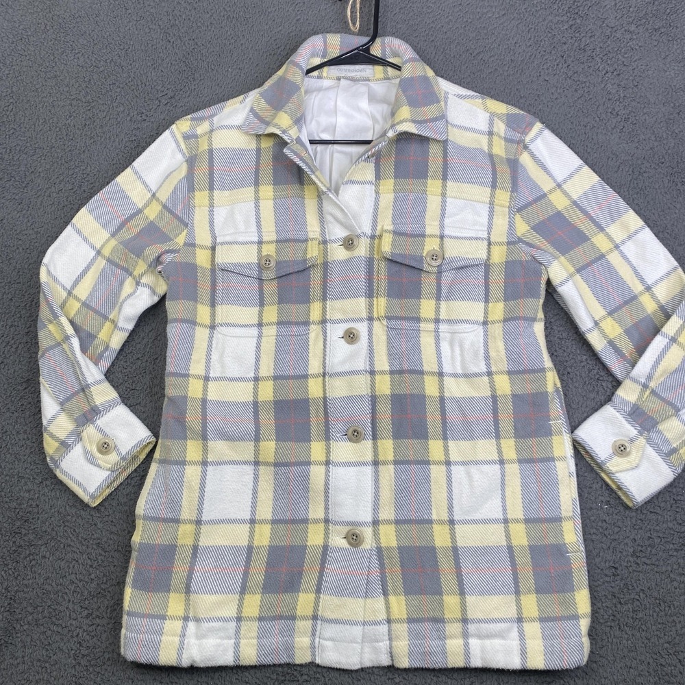 Outerknown Jacket Mens Small Yellow Gray Plaid Shirt Jacket Shacket Lyocell
